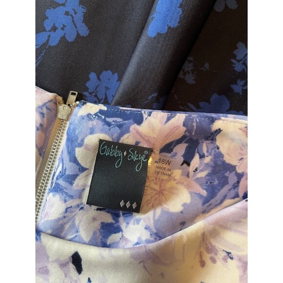 Gabby Skye Dress 18W Blue Purple White Scuba A Line Stretch Washable NEW - Picture 14 of 14